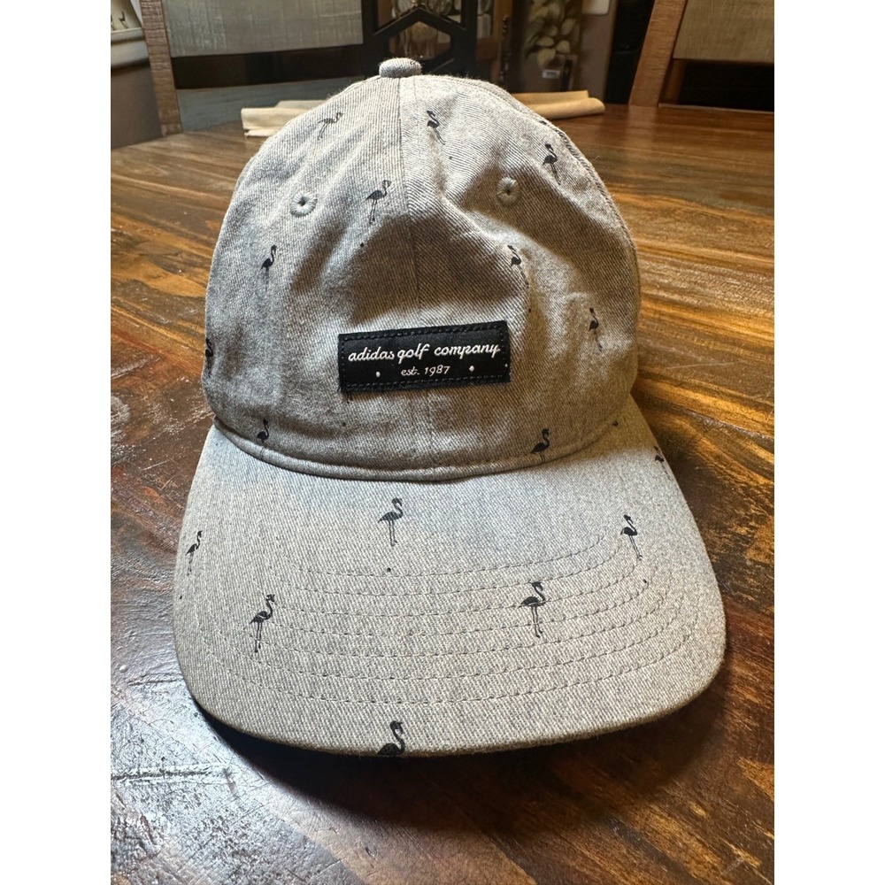 Adidas Golf Company Gray Flamingo Print Snapback Hat OSFM Adjustable Cap
